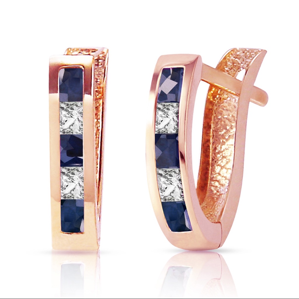 14k Hoop Earring With Sapphires White Topaz 675$